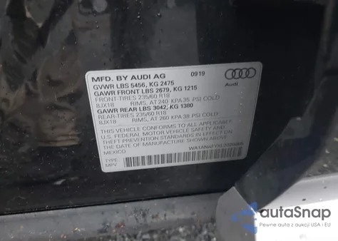 2020 Audi Q5 Premium 45 Tfsi Quattro S Tronic/Titanium Premium 45 Tfsi Quattro S Tronic from USA, damaged, VIN WA1ANAFYXL2020865